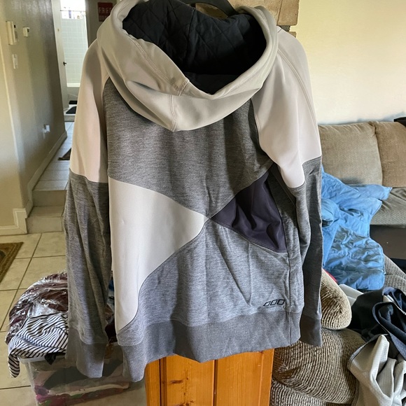 lorna jane crossfire hoodie grey white hoodie with zipper pockets - Picture 4 of 8